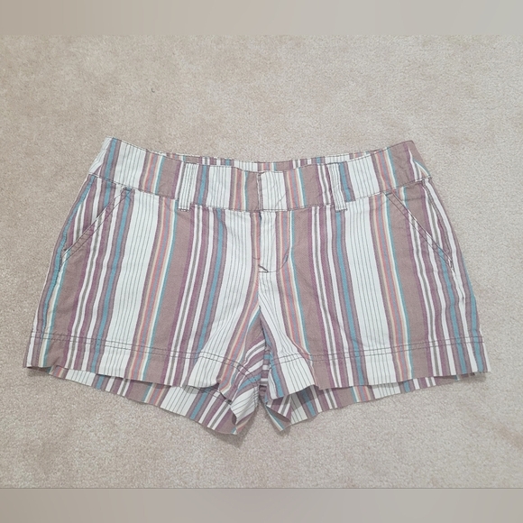 Maurices Multi-Colored Flat Front Striped 100% Cotton Short Woman's Size 1/2 - Picture 1 of 8